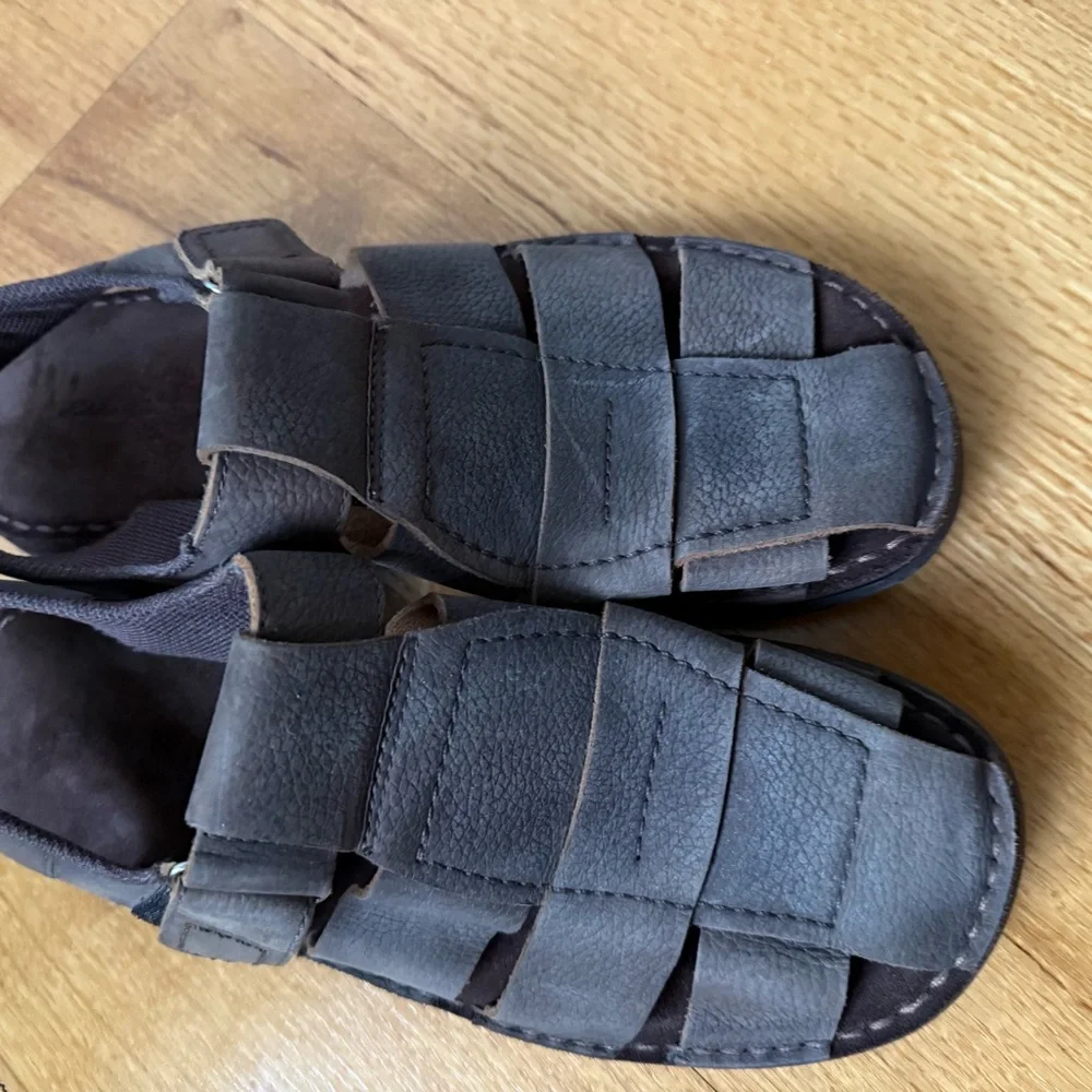 Eddie Bauer Men's Brown-Gray Leather Sandals, Size 10